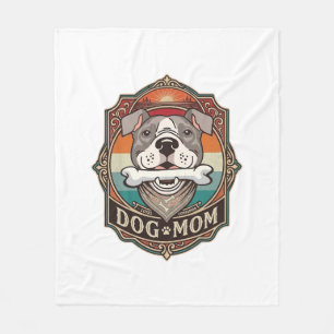 Couverture Polaire Maman Chien Os Bandana Cadre Vintage_1