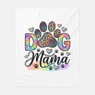 Couverture Polaire Maman Chien Patte Léopard Arc-en-ciel Aquarelle Cœ