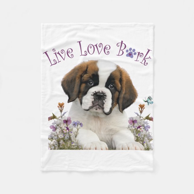 Couverture Polaire Maman chien St. Bernard Floral (Devant)