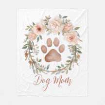 Maman Chienne Empreinte de Patte Fleurie Aquarelle