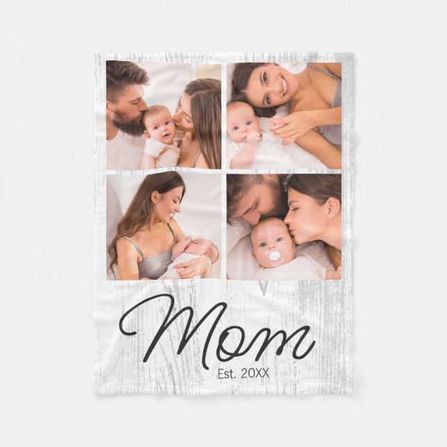 Couverture Polaire Maman Collage Photo Moderne Cute Établie (Devant)