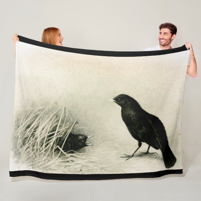 Couverture Polaire Maman corbeau et poussins (En situation)