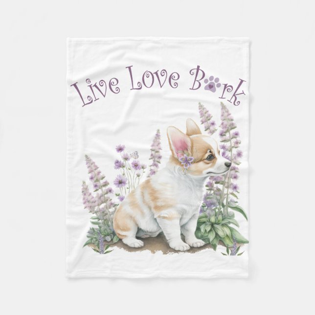 Couverture Polaire Maman Corgi Fleurie (Devant)
