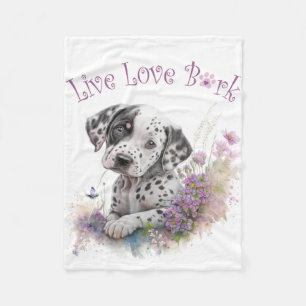 Couverture Polaire Maman Dalmatien Fleurie