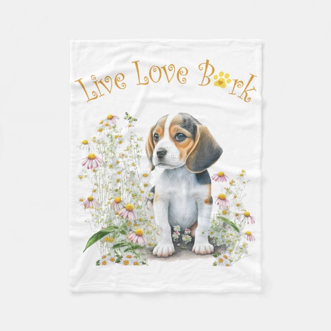 Couverture Polaire Maman de Beagle Floral (Devant)