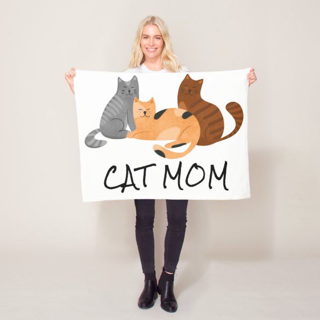 Couverture Polaire Maman de chat mignonne  (En situation)