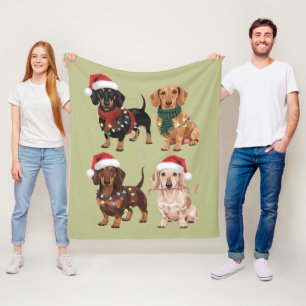 Couverture Polaire Maman de chien de Noël Teckel Amoureuse Cadeau de