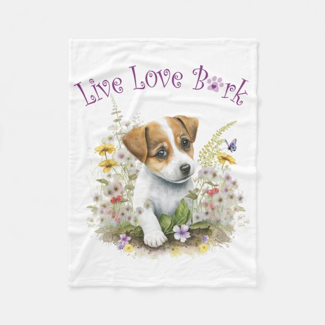 Couverture Polaire Maman de Jack Russell Floral (Devant)