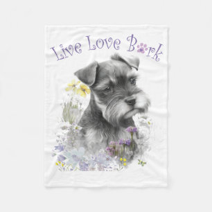 Couverture Polaire Maman de Schnauzer Fleurs