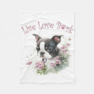 Couverture Polaire Maman de Terrier de Boston Floral
