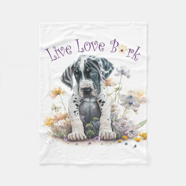 Couverture Polaire Maman Dogue Allemand Floral (Devant)