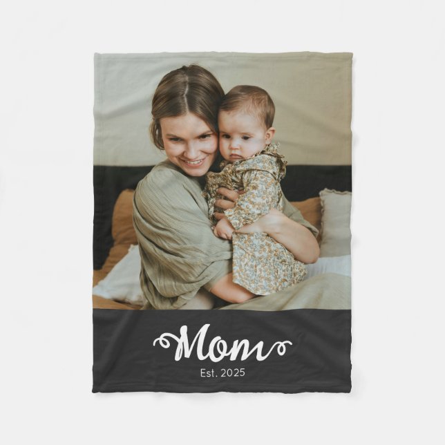Couverture Polaire Maman Etabli Black Modern Script Photo (Devant)