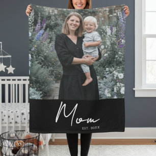 Couverture Polaire Maman Etabli Black Modern Script Photo