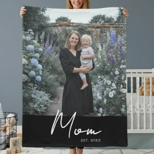 Couverture Polaire Maman Etabli Black Modern Script Photo