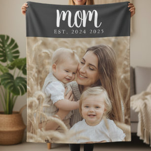 Couverture Polaire Maman Etabli Black Modern Script Photo