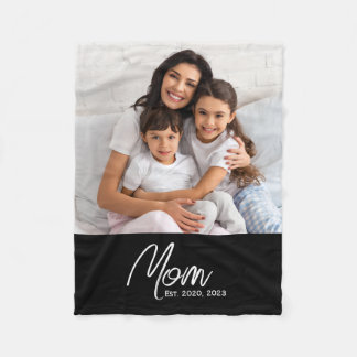 Couverture Polaire Maman Etabli Black Modern Script Photo