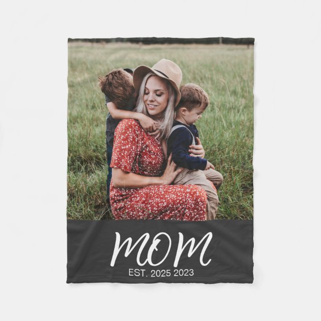 Couverture Polaire Maman Etabli Black Modern Script Photo Fleece (Devant)
