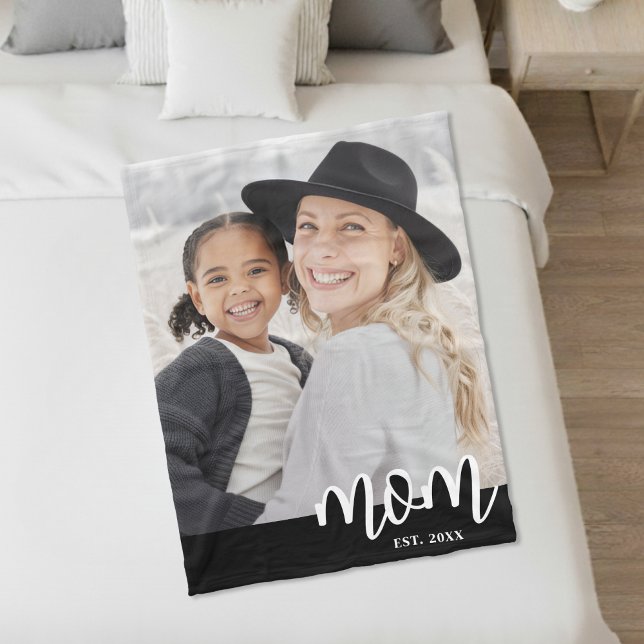 Couverture Polaire Maman Etabli Script Photo Cadeau (Mom Established Script Photo Gift Fleece Blanket)