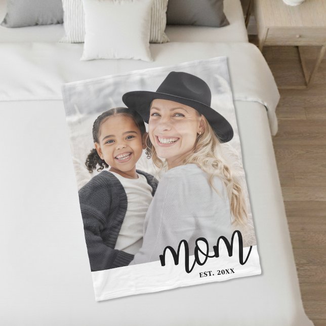 Couverture Polaire Maman Etabli Script Photo Cadeau (Mom Established Script Photo Gift Fleece Blanket )