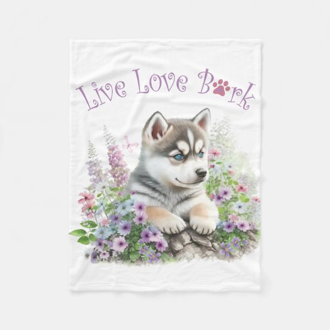 Couverture Polaire Maman Husky Floral (Devant)