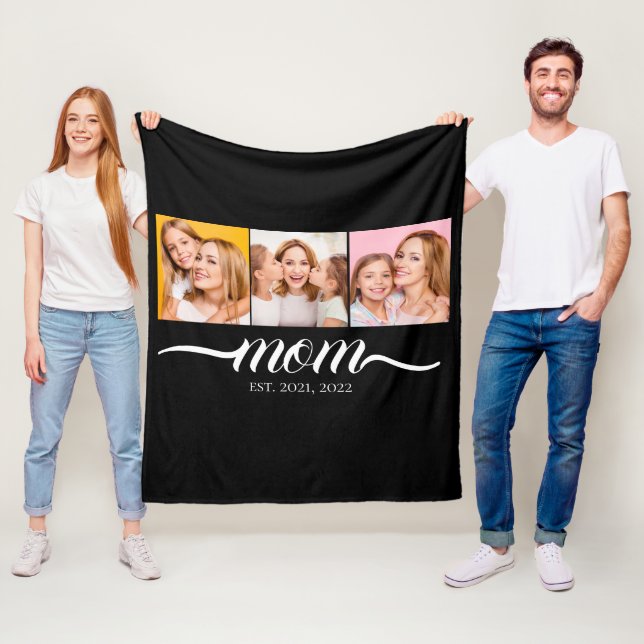 Couverture Polaire Maman Mise en place Script Noir 3 Collage Photo (En situation)