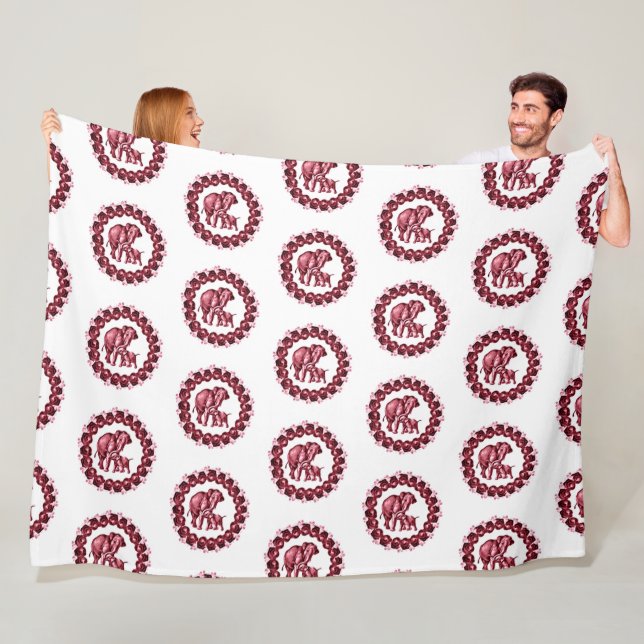 Couverture Polaire Maman, moi et roses en rose (En situation)