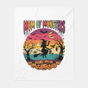 Couverture Polaire Maman Monstres Halloween Sorcière Citrouilles Chau