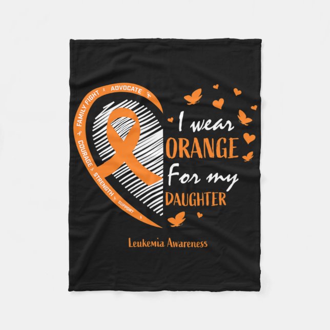 Couverture Polaire Maman Papa Je Porte Orange Pour Ma Fille Leukemia  (Devant)