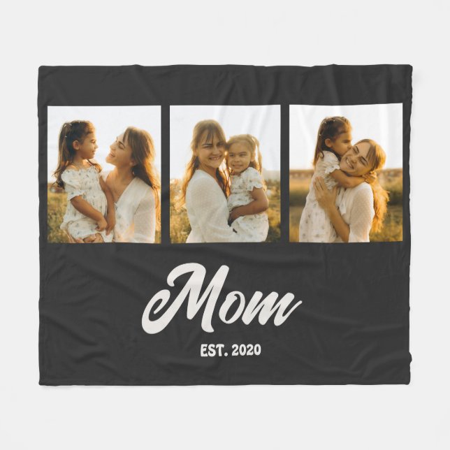 Couverture Polaire Maman Script Établi Noir 3 Photo (Devant (Horizontal))