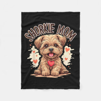 Couverture Polaire Maman Shorkie mignonne et kawaii drôle propriétair