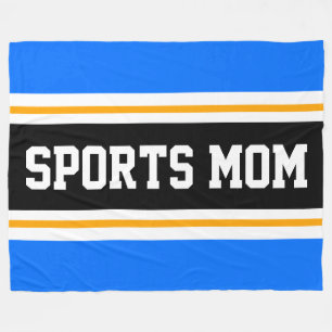 Couverture Polaire MAMAN SPORTIVE Bleu Clair Orange Noir Rayures