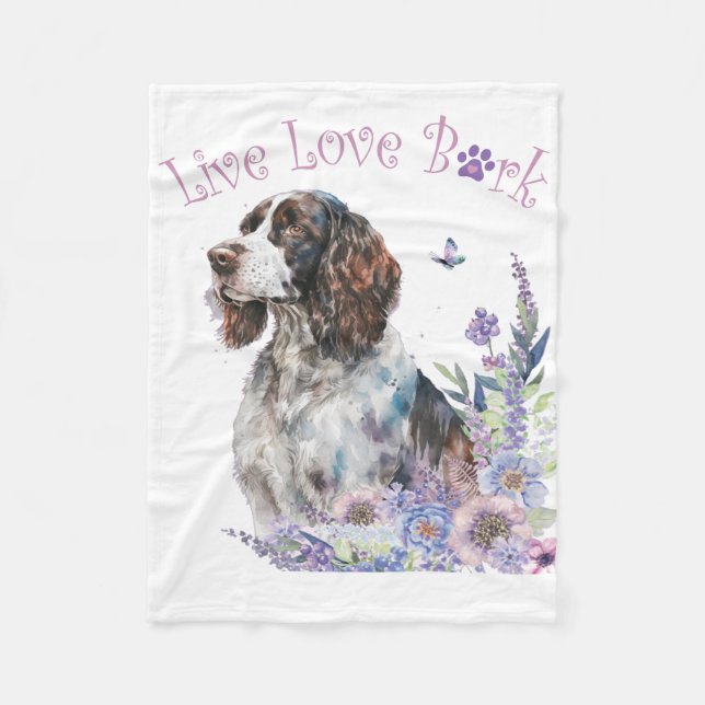 Couverture Polaire Maman Springer Spaniel Fleurie (Devant)