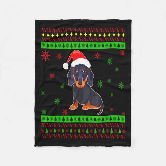 Couverture Polaire Maman Teckel Mignon Chien Long Joyeux Noël Nouvel  (Devant)