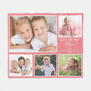 Couverture Polaire Maman We Love You Photo Collage Coral
