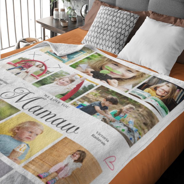 Couverture Polaire Mamaw We Love You Personalized Hearts (Mamaw large custom fleece blanket add photos and text.)