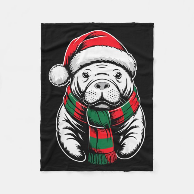 Couverture Polaire Manatee Xmas Santa Hat F Christmas Costume  (Devant)