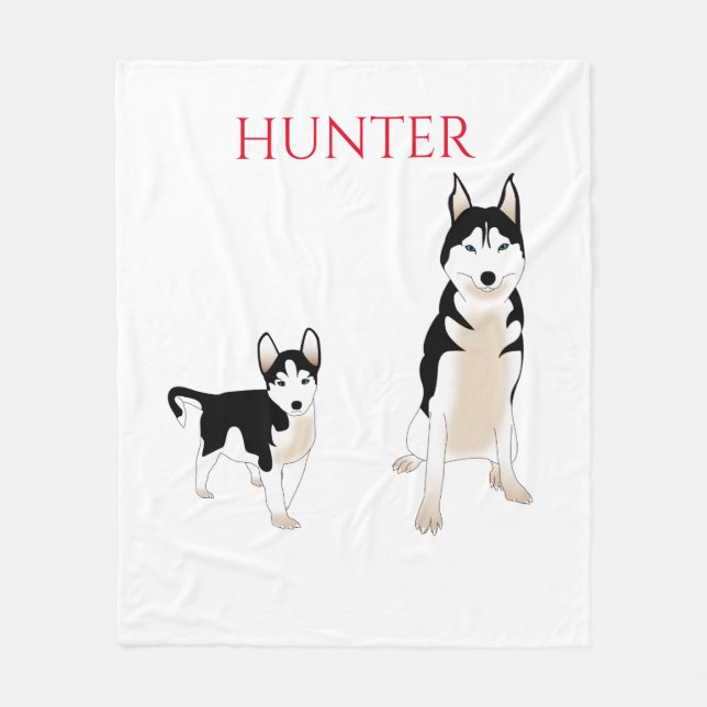 Couverture Polaire Manchette de chiens Husky. (Devant)