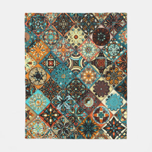 Couverture Polaire Mandala à fleurs ethniques sans couture motif. M c