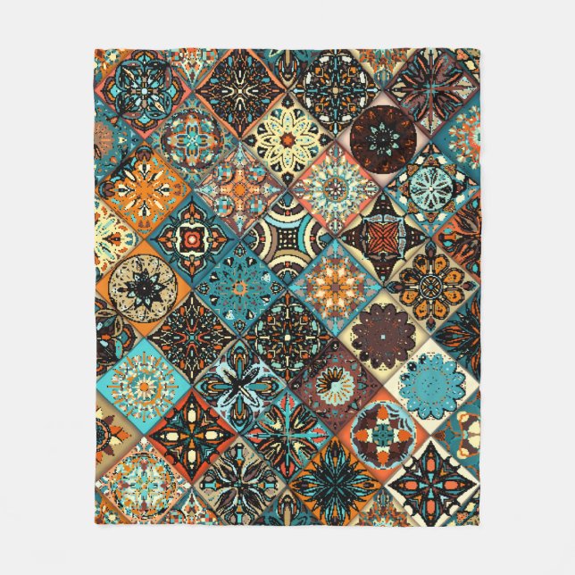 Couverture Polaire Mandala à fleurs ethniques sans couture motif. M c (Devant)