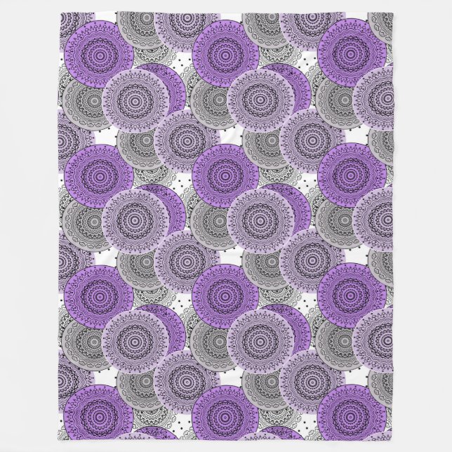 Couverture Polaire mandala arabe motif rose violet à l'orientale (Devant)