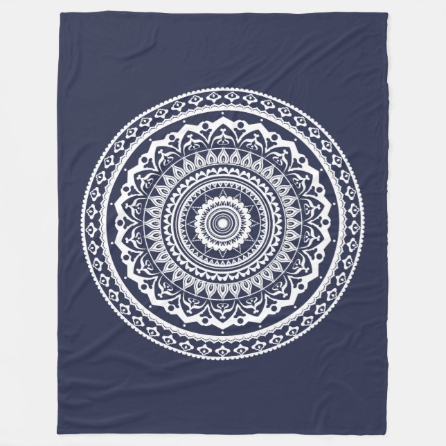 Couverture Polaire Mandala Blanc Laissez la mer vous libérer (Devant)