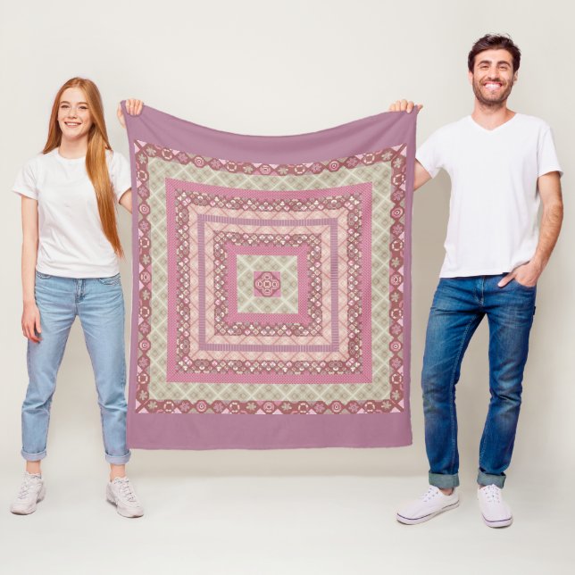 Couverture Polaire Mandala cercle rond pastel pastel violet colo (En situation)