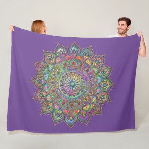 Couverture Polaire Mandala coloré élégant de style indien 1