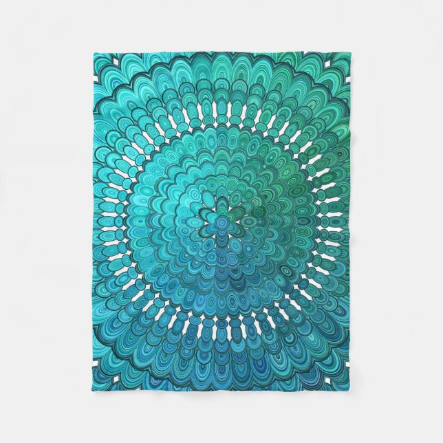 Couverture Polaire Mandala de turquoise (Devant)