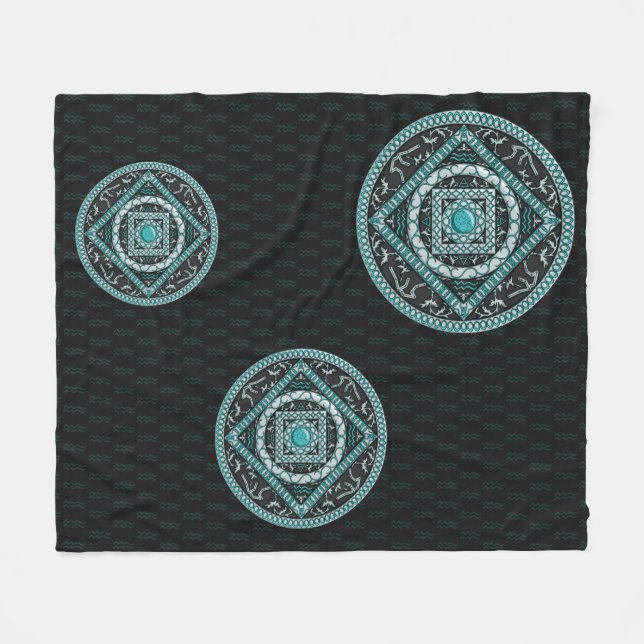 Couverture polaire Mandala du Verseau (Devant (Horizontal))