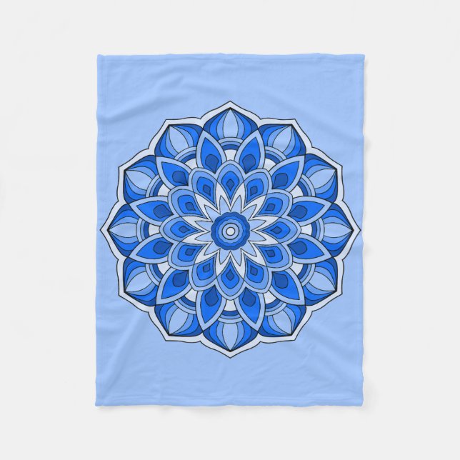 Couverture Polaire Mandala en bleu polaire (Devant)