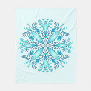 Couverture Polaire Mandala floral - Fléau de neige bleu turquoise Boh