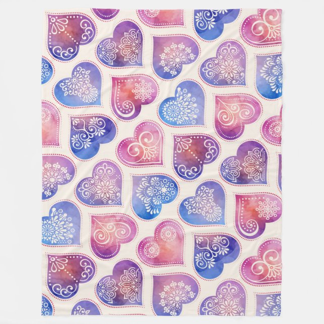 Couverture Polaire Mandala Hearts Motif (Devant)