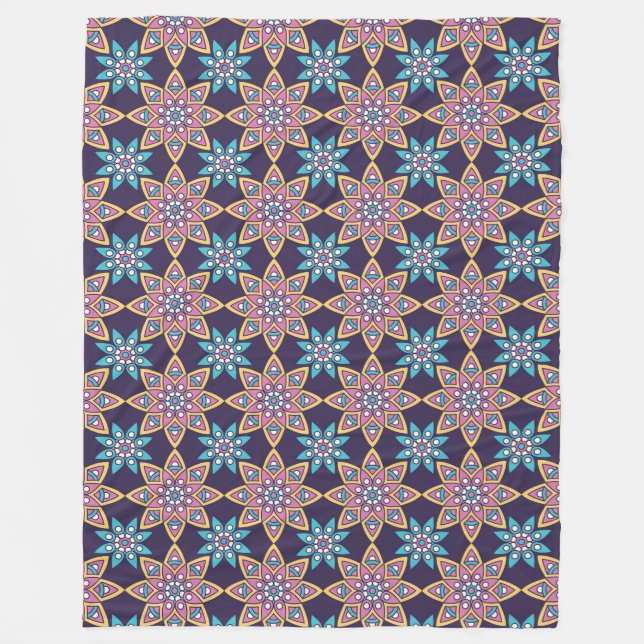 Couverture Polaire Mandala/Marocaine Carrelage Motif Fleece Blanche (Devant)