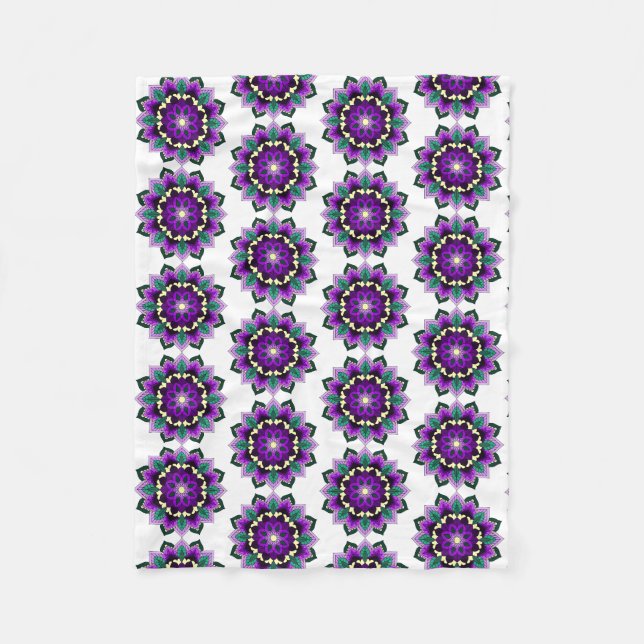 Couverture Polaire Mandala Motif 02 en violet (Devant)